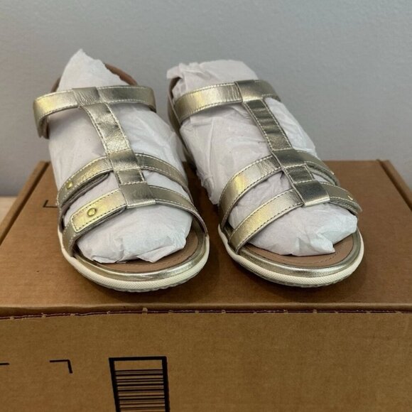 NEW David Tate Women's 9.5 Wide Gold Metallic Leather Strappy Open Toe Sandals - Picture 4 of 7